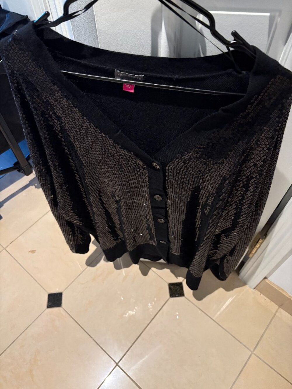 Vince Camuto Sequin Mixed Media Cardigan Size Large